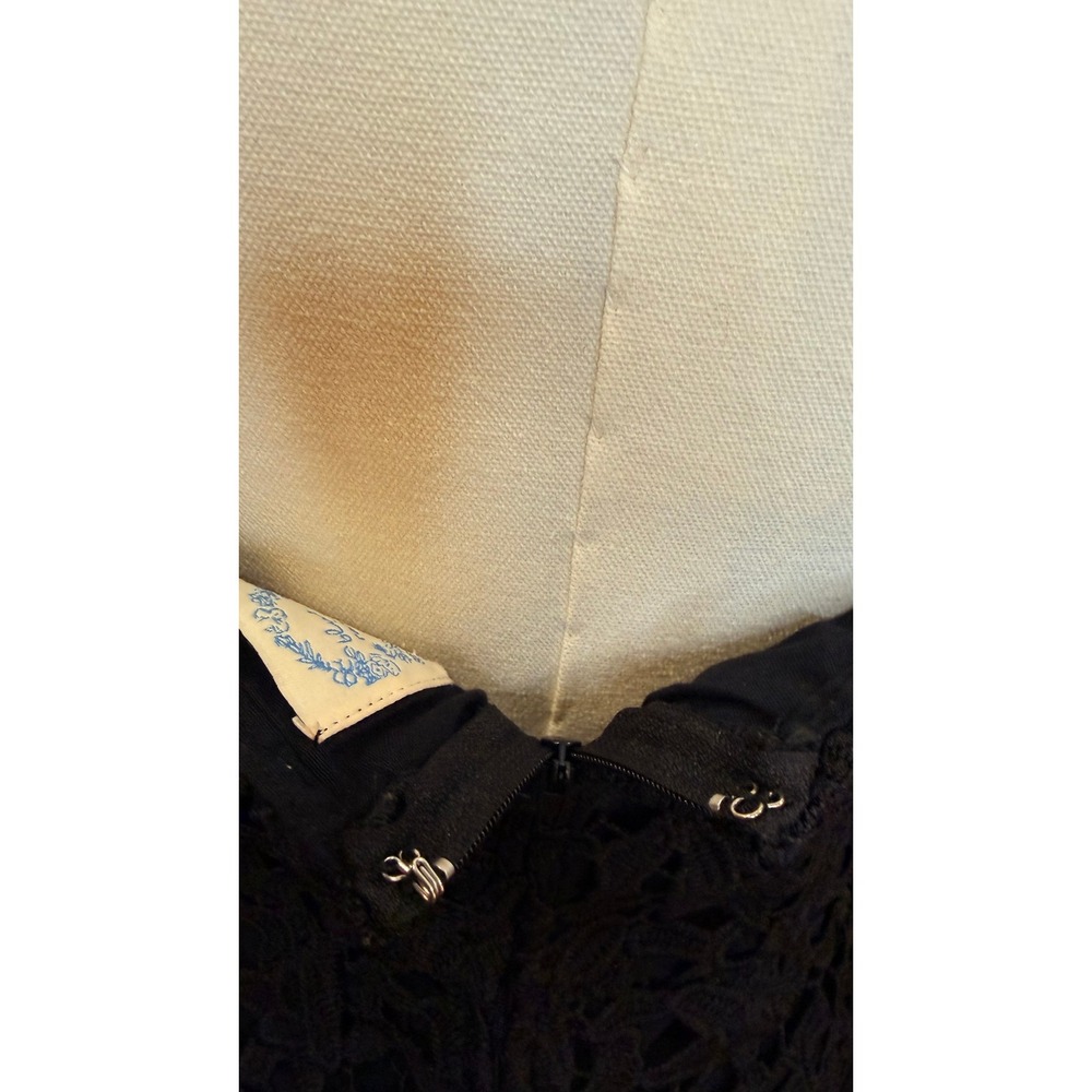 Blue Rain Black Crochet Lace Mini Dress Adjustable Straps Lined Size Large - Picture 7 of 7